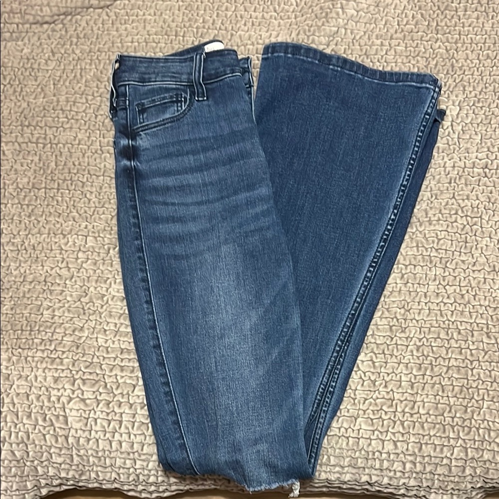 Hollister Women's Flare Long Jeans - Dark Blue